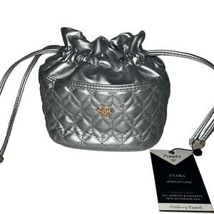 PurseN’ Ultra Jewelry Case Convertible Evening Bag NEW Silver Quilted Travel